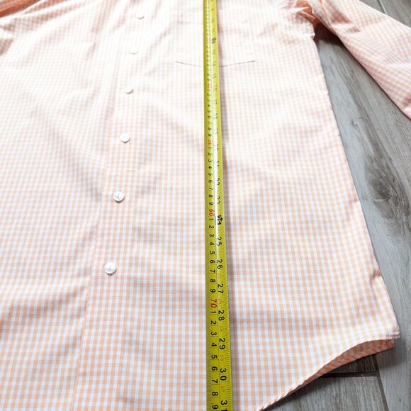 Kenneth Cole Reaction Men’s Medium Orange Gingham Dress Shirt No Iron - Picture 7 of 8